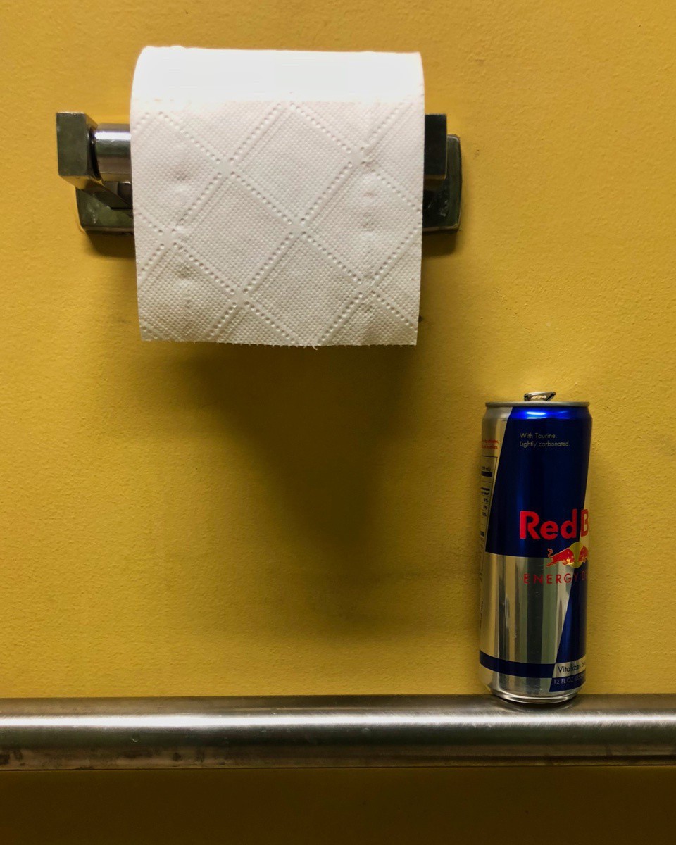 2018 04 12 Toilet paper and Red Bull